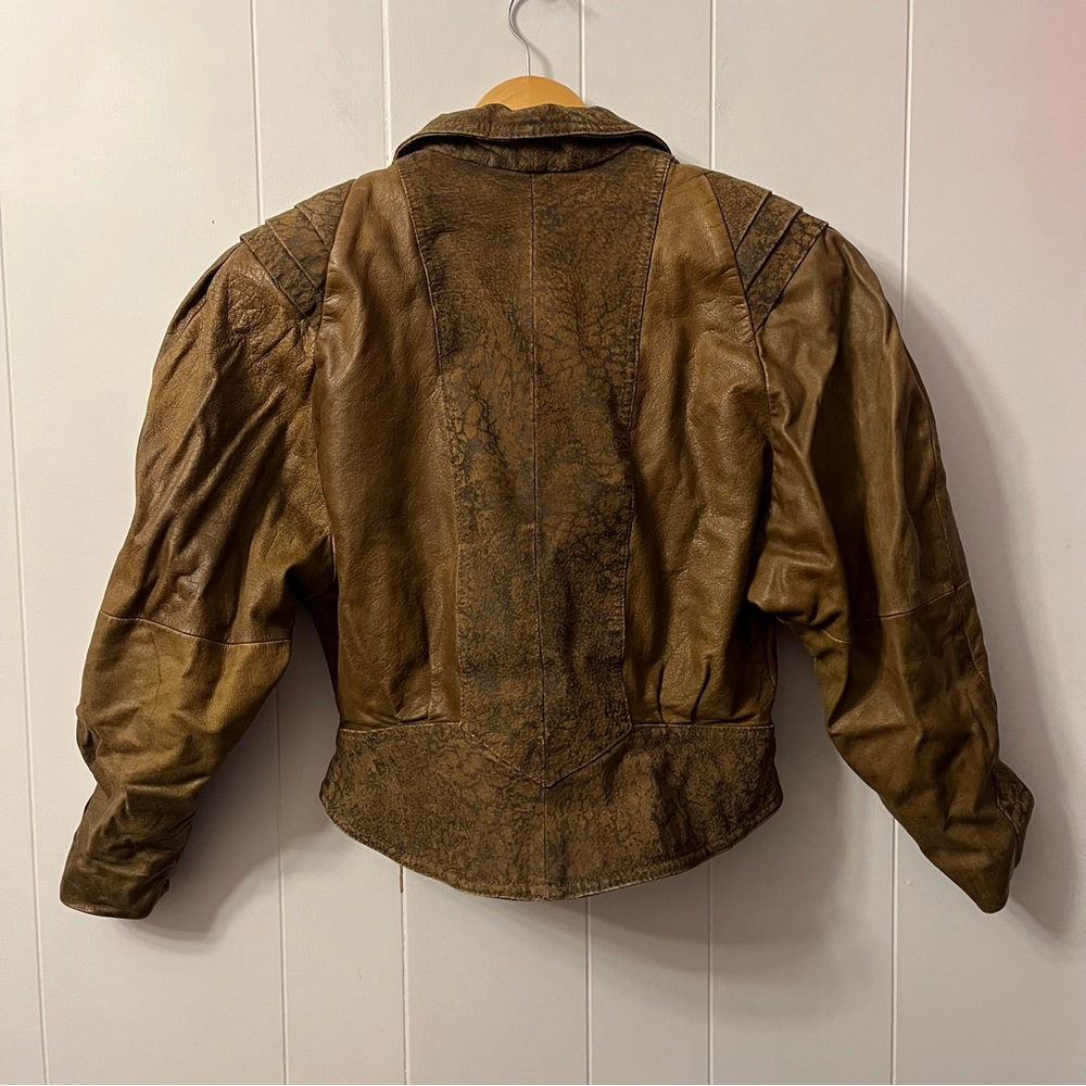 Vintage Adler Leather Jacket Flight Aviator Shoulder Pads Bomber Military Brown - Picture 10 of 16
